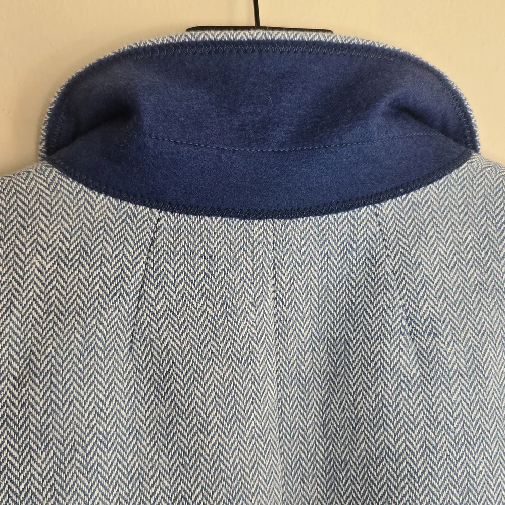 J.Crew Factory Herringbone Blazer Women’s Light Blue Tweed Preppy Classic 10P - Picture 10 of 12